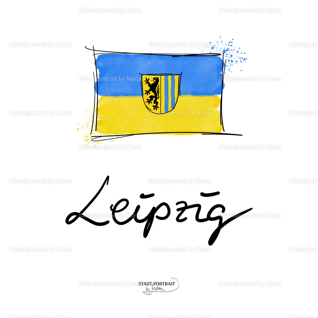 leipzig-flagge-kunstdruck-poster-wandbild | Stadtportrait by Marta