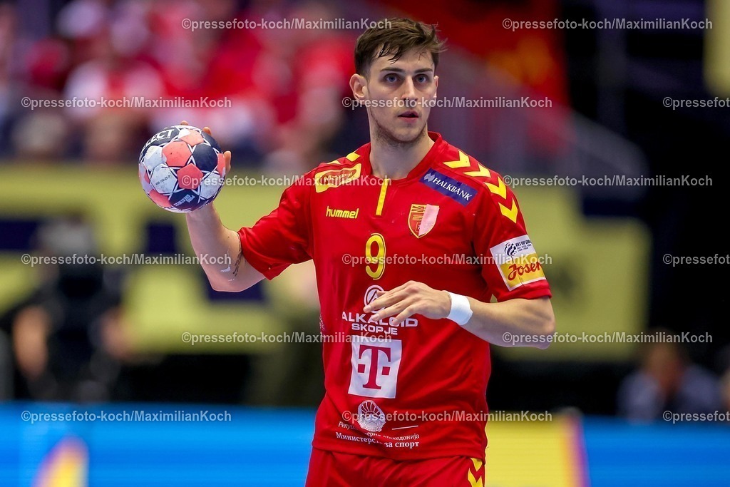 EHF18012601079 | 18.01.2026, Handball, Men's EHF EURO 2026, Portugal - Nordmazedonien, Jyske Bank Boxen in Herning, Dänemark, Preliminary Round:  Igor Gjorgiev (North Macedonia #09) 