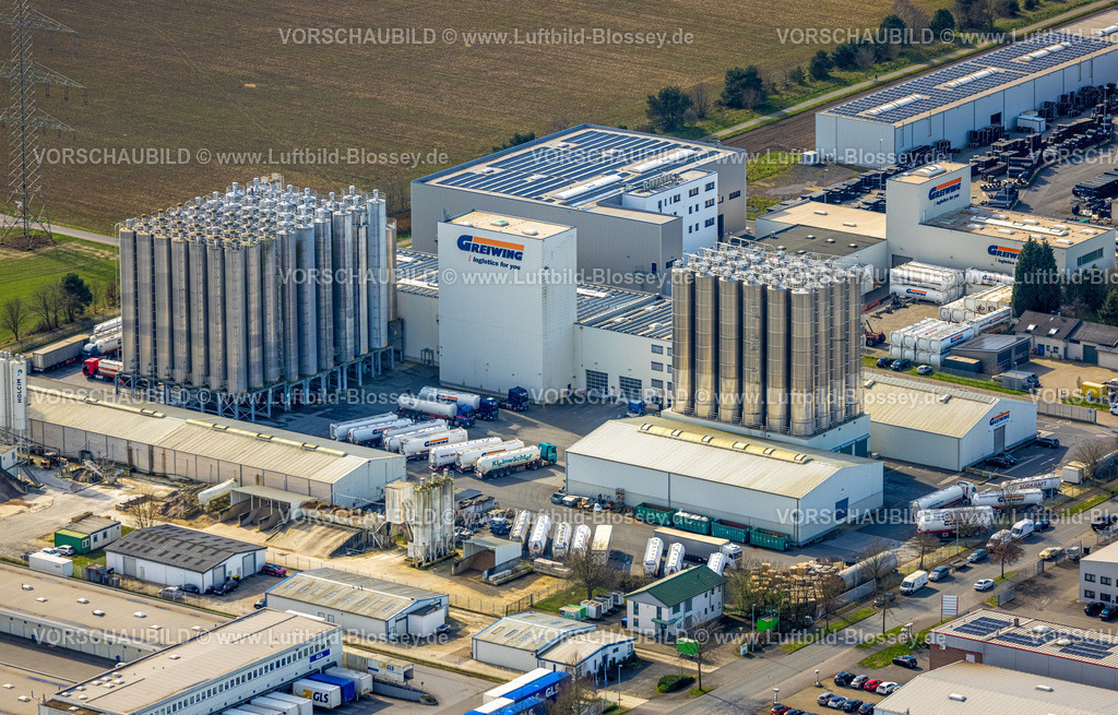 Wesel240310329 | Luftbild, Gewerbegebiet Gewerbepark und Industriepark Wesel-Ost I, Am Schornacker, Greiwing logistics for you GmbH Logistikdienst, Wittenberg, Wesel, Nordrhein-Westfalen, Deutschland