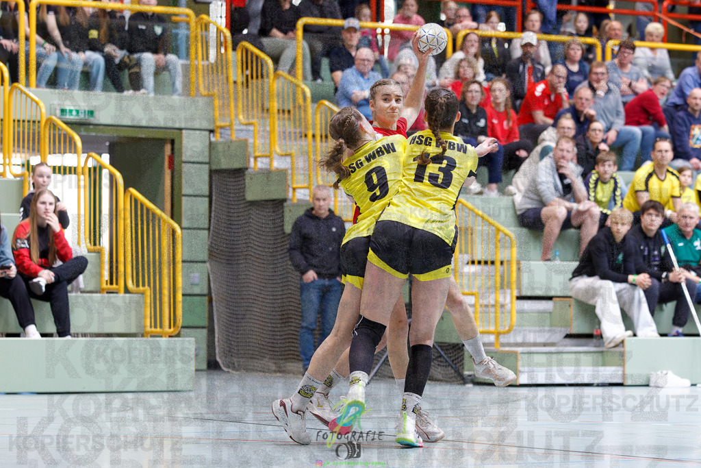 Hessenmeisterschaft wJC - Finale; HSG Kleenheim - HSG Weiterstadt/ Braunsh.Worf. | Hessenmeisterschaft wJC - Finale; HSG Kleenheim - HSG Weiterstadt/ Braunsh.Worf. am 22.03.2025 in Biedenkopf (Sporthalle Lahntalschule)Photo © 2025 - Jörg Heinrich - Realisiert mit Pictrs.com