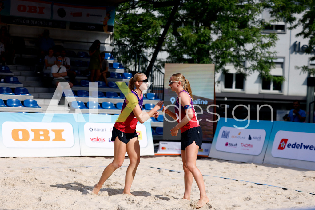 Obi BeachTour 2026 - Basel | BASEL, SWITZERLAND - JULY 18: NOEMI EUGSTER (SUI) and ANJA GÄHWILER (SUI) during the Obi BeachTour 2026 match between KLUSER / SCHWAB (SUI) and EUGSTER / GÄHWILER (SUI) at Barfüsserplatz on July 18, 2026 in Basel, Switzerland. - Realisiert mit Pictrs.com
