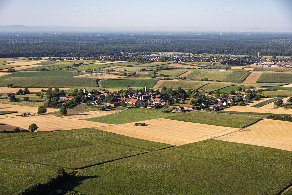 Vue aérienne: Ortsteil Kuhlendorf aus Norden à Betschdorf dans le département Bas Rhin, France – .Photo: IMG_158151.jpg prise le 25/07/2026 par Werner Riehm/FLY-FOTO.eu – Résolution de l'original: 6000 x 4000 px