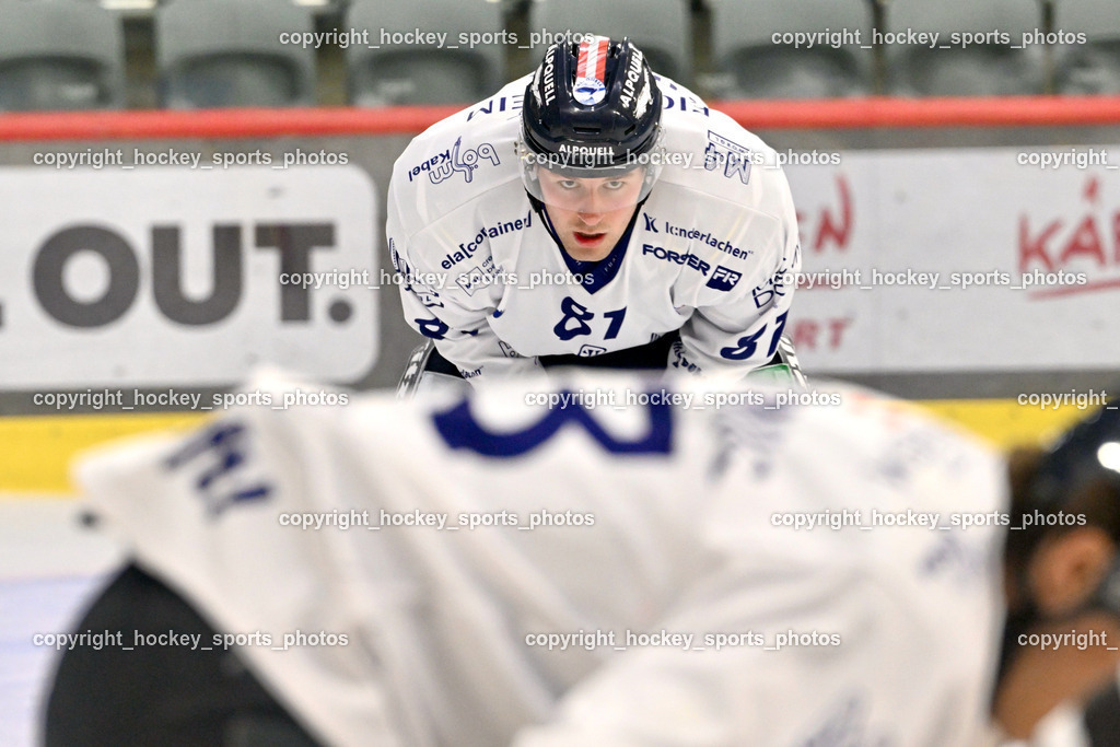 EC KAC Future Team vs. Die Adler Kitzbühl 7.10.2023 | #81 Schröder Wilhelm EC Kitzbühel, EC KAC Future Team vs. Die Adler Kitzbühl 7.10.2023, EC KAC Future Team vs. Die Adler Kitzbühl am 07.10.2023 in Klagenfurt (Messehalle Klagenfurt), Austria, (Photo by Bernd Stefan)
