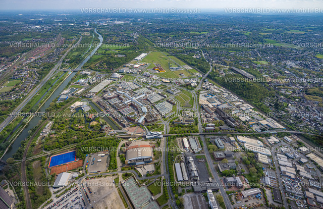 Oberhausen240401292 | Luftbild, Westfield Centro sternförmiges Einkaufszentrum, Gesamtansicht Neue Mitte am Rhein-Herne-Kanal mit Fluss Emscher und Autobahn A42, Borbeck, Oberhausen, Ruhrgebiet, Nordrhein-Westfalen, Deutschland
