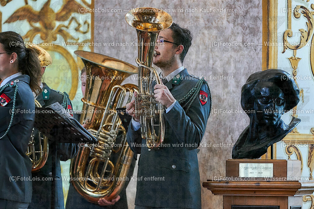 ALS1450_XXXIX-Chopin-Festival_Ausklang_Militaermusikkapelle NOe | (C)FotoLois.com, Alois Spandl, XXXIX. internationales CHOPIN-Festival in der Kartause Gaming, AUSKLANG in der Barockbibliothek mit der Militärmusik Niederösterreich unter der Leitung von Militärkapellmeister Oberst Adolf Obendrauf, So 6. August 2023.