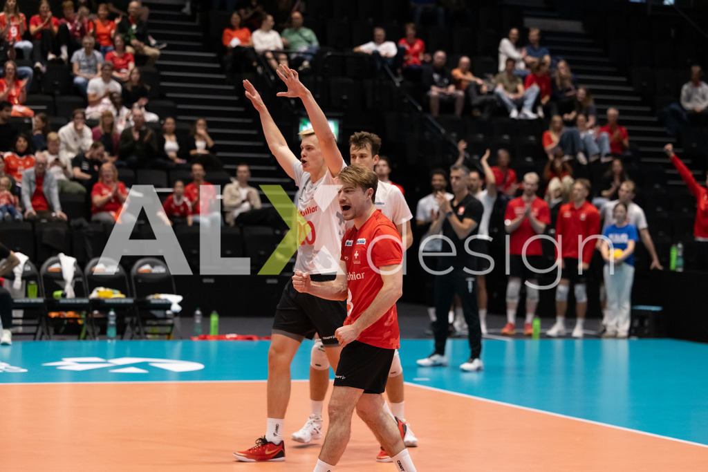 Luxembourg v Switzerland - CEV European League Men | KRIENS, SWITZERLAND - JUNE 12: JULIAN FISCHER of Switzerland and LARS MIGGE of Switzerland during the CEV European League match between Luxembourg and Switzerland at Pilatus Arena on June 12, 2026 in Kriens, Switzerland. - Realisiert mit Pictrs.com