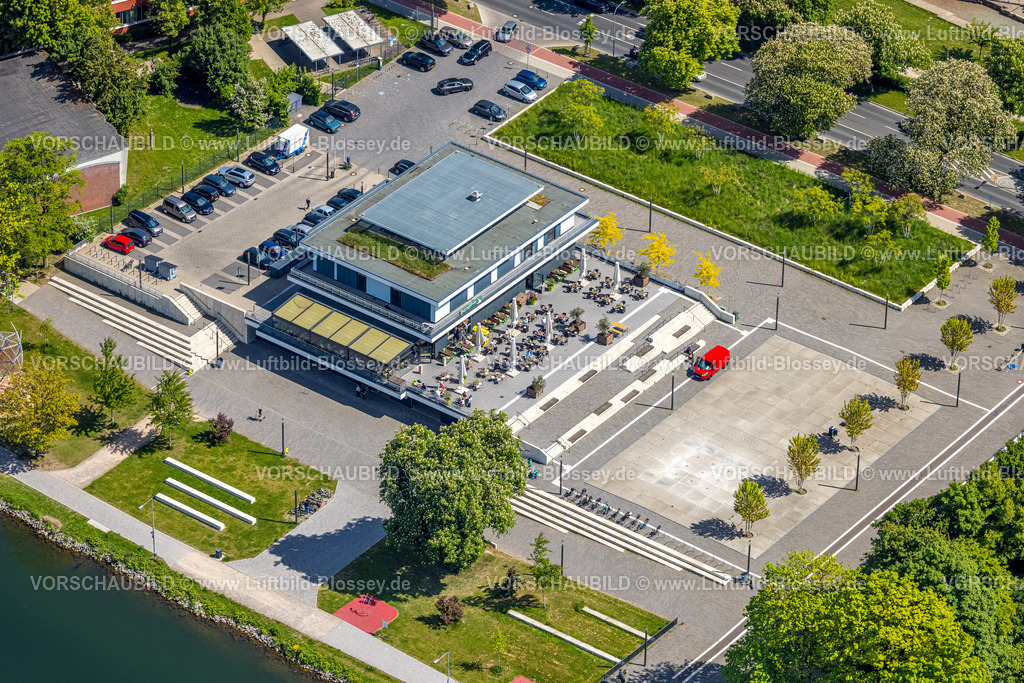Hamm250500472R-Cafe Kopie | Luftbild, R-Cafe an der Adenauerallee, Datteln-Hamm-Kanal, Dachbegrünung, Hamm , Ruhrgebiet, Nordrhein-Westfalen, Deutschland