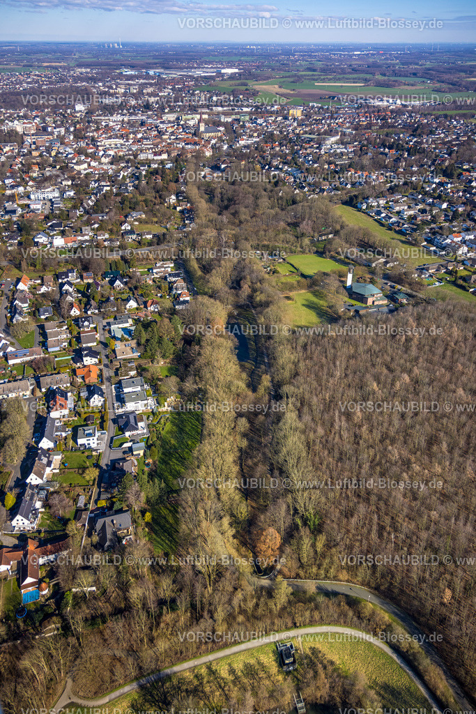 Unna230213397 | Luftbild, Bornekamp Park, kath. Kirche St. Martin und kath. Kita St. Martin, Unna, Ruhrgebiet, Nordrhein-Westfalen, Deutschland