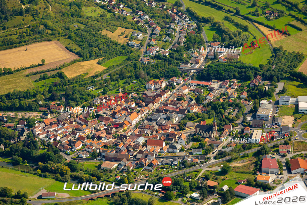 Das Luftbild zeigt :  Euerdorf - Die Luftaufnahme wurde 2024 vom UL-Flugzeug aus erstellt ( keine Drohne ) - Hochauflösende Luftaufnahme - Für grossformatige Ausdrucke geeignet. Die Geschenkidee !Mit Lizenz und Bildrechte bestellbar