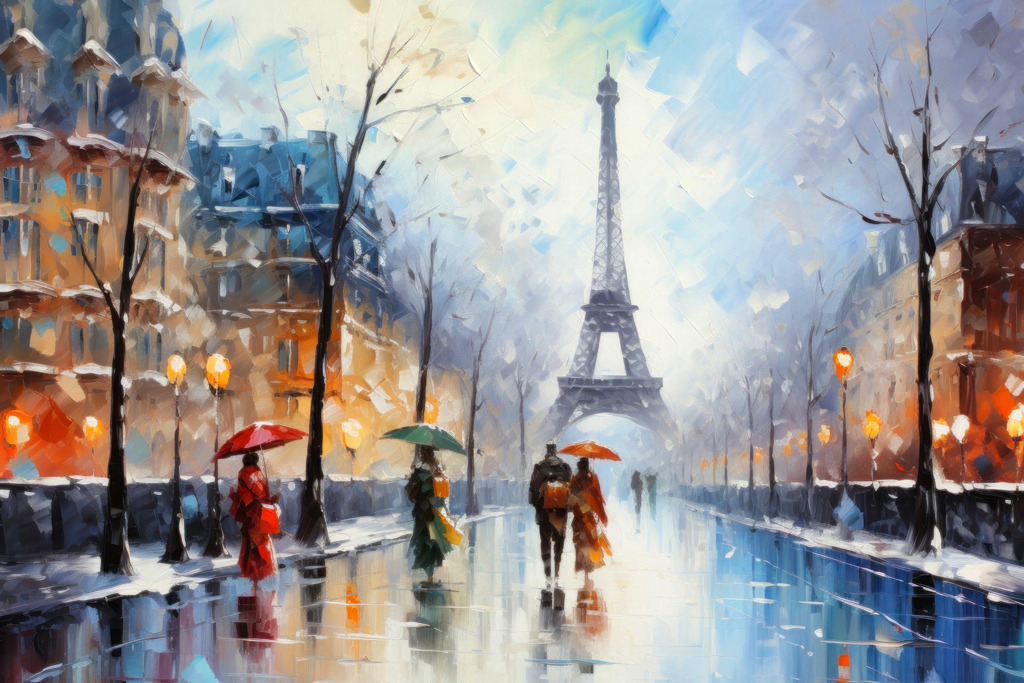 2601029 - Paris im Winter | Winterliches Paris im Stil eines impressionistischen Gemäldes
