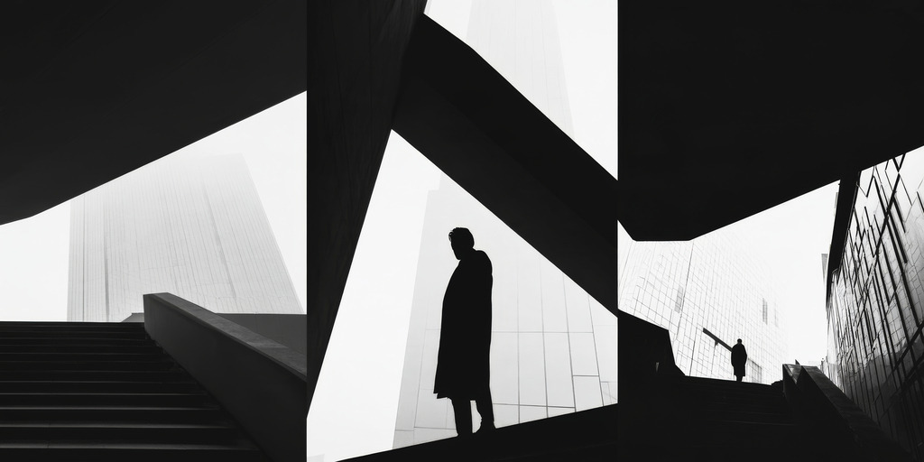 Abstrakte Architektur | Mit moderner KI‑generiertes schwarz-weiß Artwork, sorgfältig manuell für den Druck optimiert.