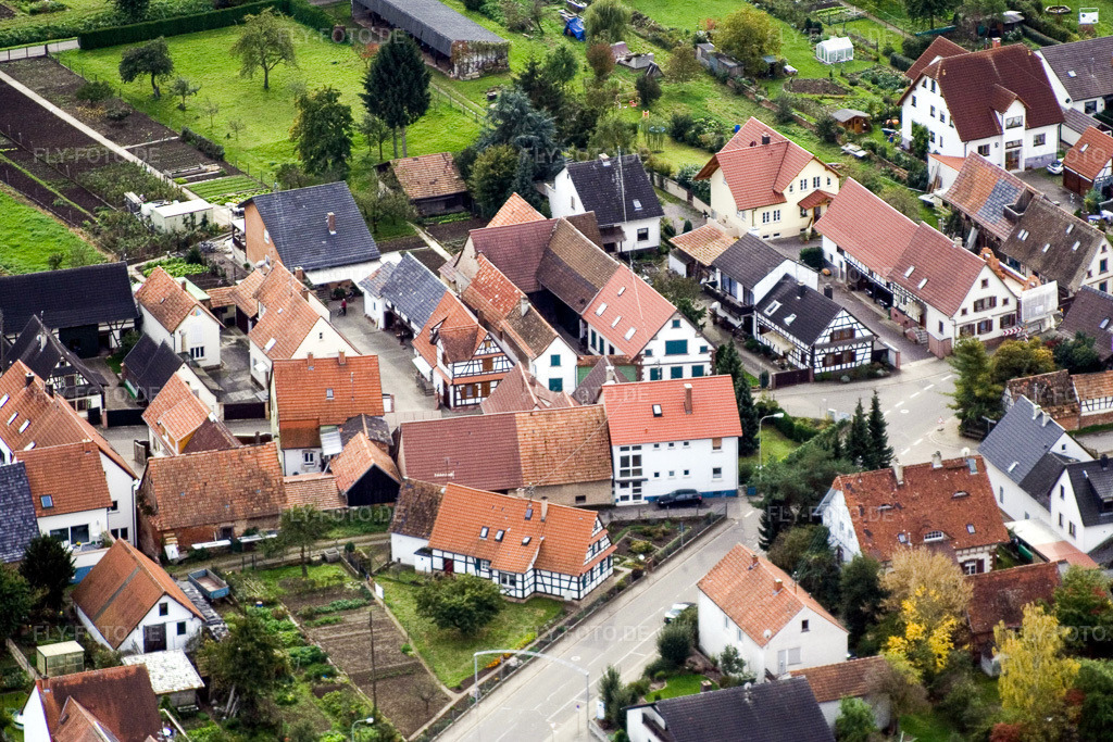 Luftbild: Gänsried x Hauptstr in Freckenfeld im Bundesland Rheinland-Pfalz in Deutschland. Foto: IMG_4458.jpg vom 22.10.2006 durch Werner Riehm/FLY-FOTO.de