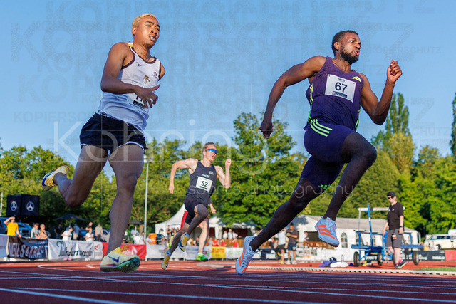 PUMA Fast Arms, Fast Legs; Wetzlar, 10.07.2026 | WETZLAR, GERMANY - JULY 10, 2026 : Kenny Emi Tijani-Ajayi (Norway), Lucas Ansah-Peprah (Hamburger SV) competing in the 200m during the athletics meeting PUMA Fast Arms, Fast Legs at Stadion Wetzlar on July 10, 2026 in Wetzlar, Germany.