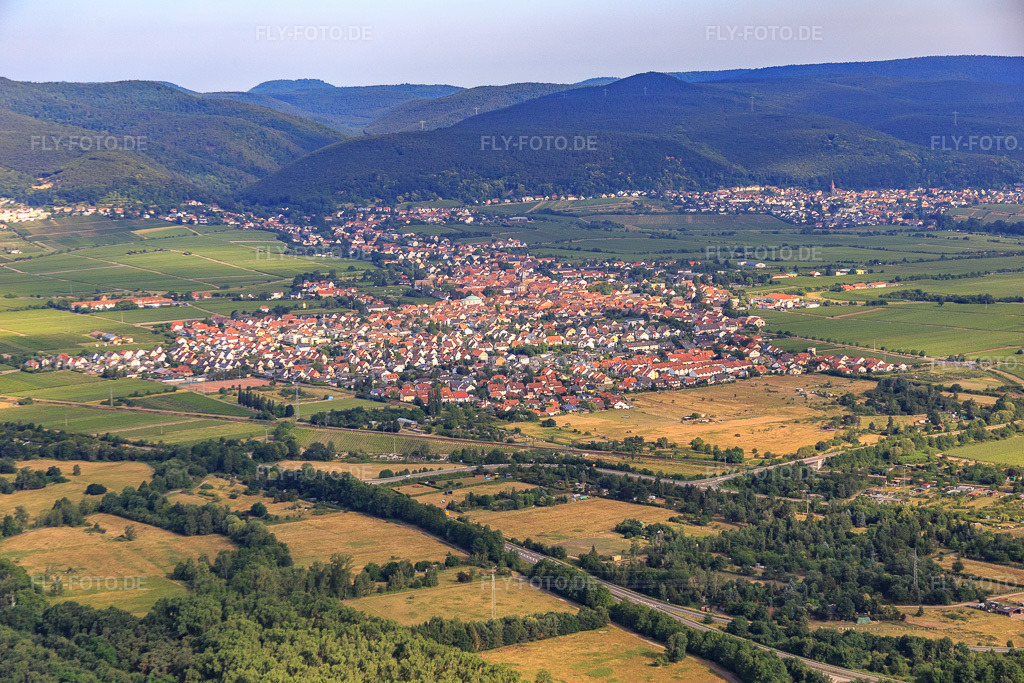 Luftbild: Ortsansicht von Südosten im Ortsteil Mußbach in Neustadt im Bundesland Rheinland-Pfalz in Deutschland. Foto: IMG_080949.jpg vom 14.06.2015 durch Werner Riehm/FLY-FOTO.de