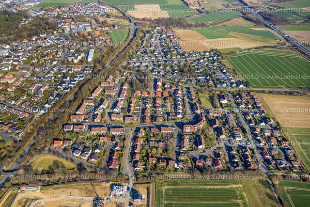 Werl250306020 | Luftbild, Wohngebiet Ortsansicht an der Landesstraße L969, Baustele Baugebiet Auf dem Hönningen, Werl, Soester Börde, Nordrhein-Westfalen, Deutschland