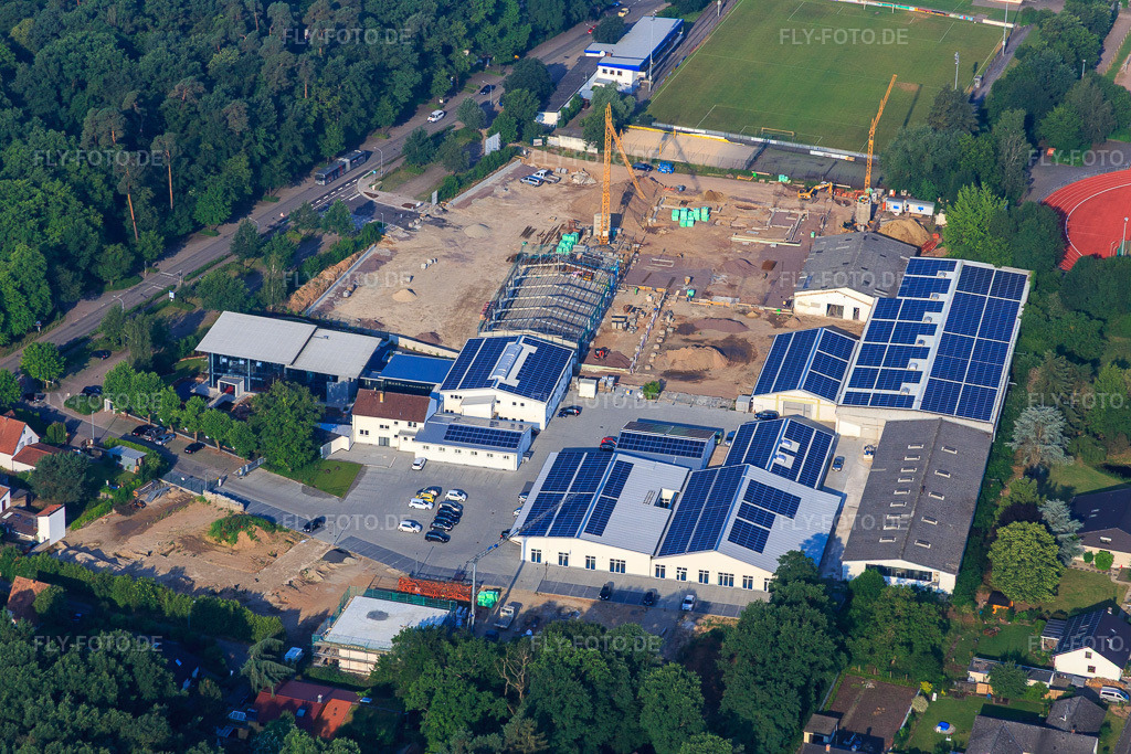 Luftbild: Quartier Lanzet aus Westen mit Baustelle für Neuebau EDEKA Albrecht und Hagebau Kompakt - Gillet Baustoffe GmbH in Herxheim bei Landau im Bundesland Rheinland-Pfalz in Deutschland. Foto: IMG_080698.jpg vom 12.06.2015 durch Werner Riehm/FLY-FOTO.deWWW.EDEKA.DE
