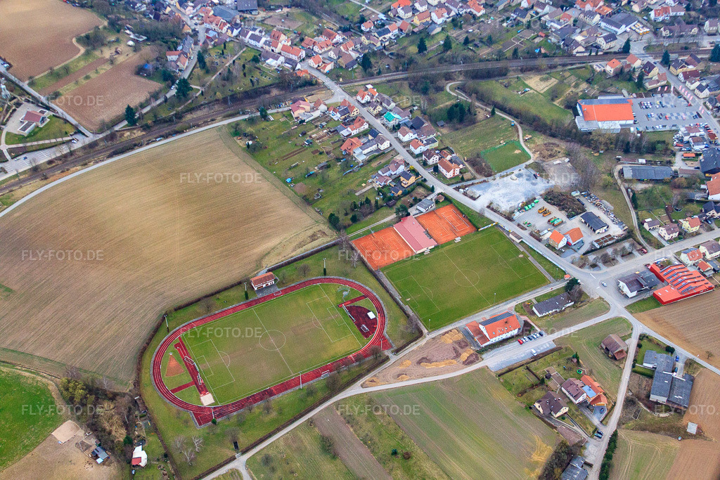 Luftbild: Eugen-Götter-Stadion und Tennisclub TV Sulzfeld e.V. in Sulzfeld im Bundesland Baden-Württemberg in Deutschland. Foto: IMG_38224.jpg vom 12.03.2011 durch Werner Riehm/FLY-FOTO.deTennisclub Sulzfeld | - TV Sulzfeld 1902 e.V