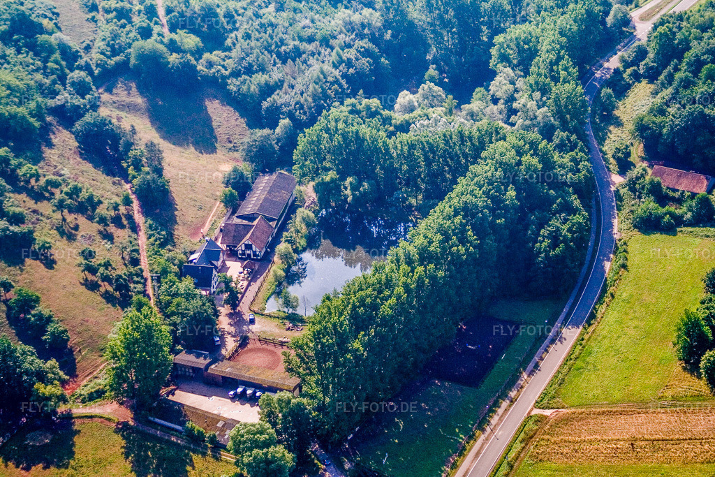 Luftbild: Hahnenbacher Hof in Annweiler am Trifels im Bundesland Rheinland-Pfalz in Deutschland. Foto: IMG_12091.jpg vom 31.07.2008 durch Werner Riehm/FLY-FOTO.de