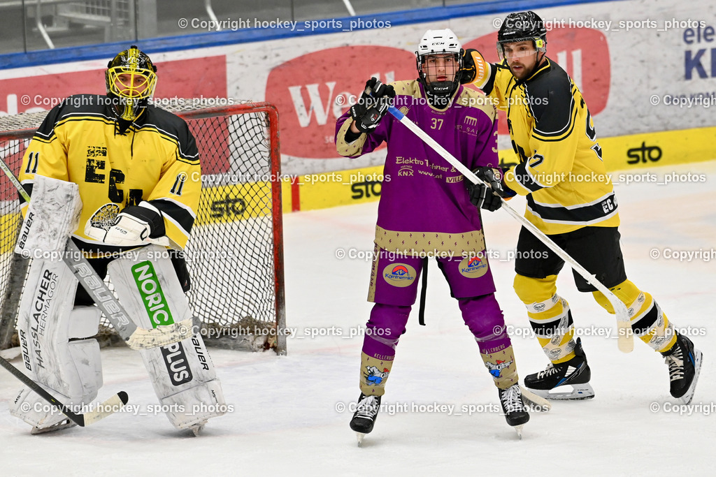 EC Kellerberg vs. EC Arnoldstein | #11 Santner Christian EC Arnoldstein, #37 Pirker Luca EC Kellerberg, #92 Wohlmuther Tobias EC Arnoldstein, EC Kellerberg vs. EC Arnoldstein, EC Kellerberg vs. EC Arnoldstein am 03.02.2025 in Villach (Stadthalle Villach), Austria, (Photo by Bernd Stefan)