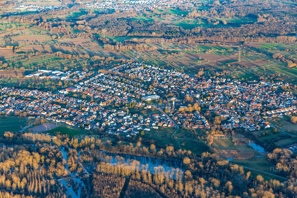 Luftbild: Ilingen im Ortsteil Illingen in Elchesheim-Illingen im Bundesland Baden-Württemberg in Deutschland. Foto: IMG_086043.jpg vom 06.02.2016 durch Werner Riehm/FLY-FOTO.de