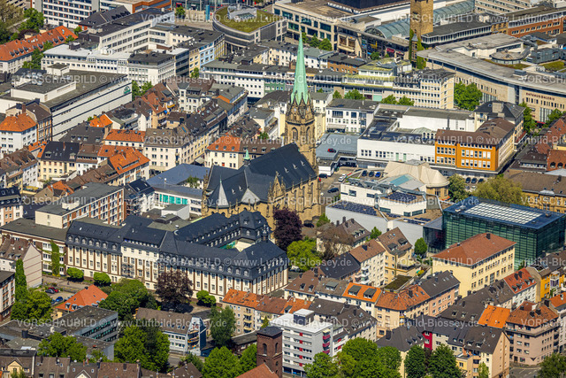 Hagen230502271 | Luftbild, St. Marien Kirche, kath. Krankenhaus Hagen, Osthaus Museum, Mittelstadt, Hagen, Sauerland, Nordrhein-Westfalen, Deutschland