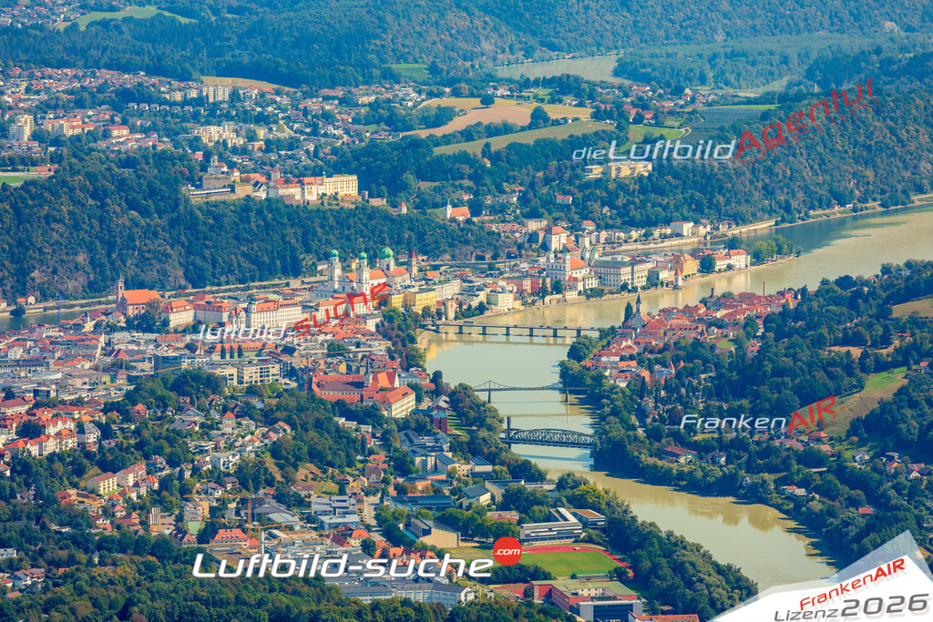 Geschenkidee Inn Brücken bei Passau -Die Luftbildaufnahme wurde 2025 vom UL-Flugzeug heraus erstellt ( keine Drohne ) - Hochauflösende Luftaufnahme -Nicht vergleichbar mit Google Maps oder Satelittenbilder- Die Geschenkidee !Mit Lizenz und Bildrechte bestellbar