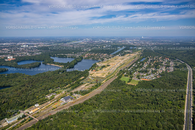 Duisburg230707842 | Luftbild, Baustelle, ehemaliger Rangierbahnhof Wedau, geplantes Duisburger Wohnquartier, Sechs-Seen-Platte, Wedau, Duisburg, Ruhrgebiet, Nordrhein-Westfalen, Deutschland
