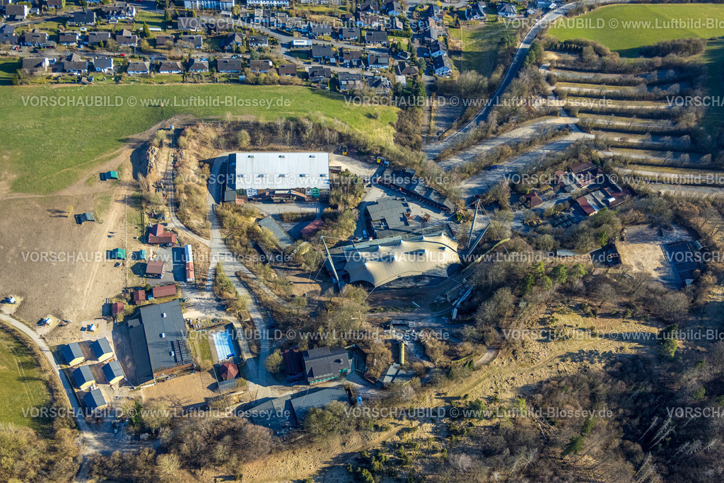 Lennestadt250309403Elspe | Luftbild, Elspe-Festival-Gelände für Karl-May Festspiele, Elspe, Lennestadt, Sauerland, Nordrhein-Westfalen, Deutschland