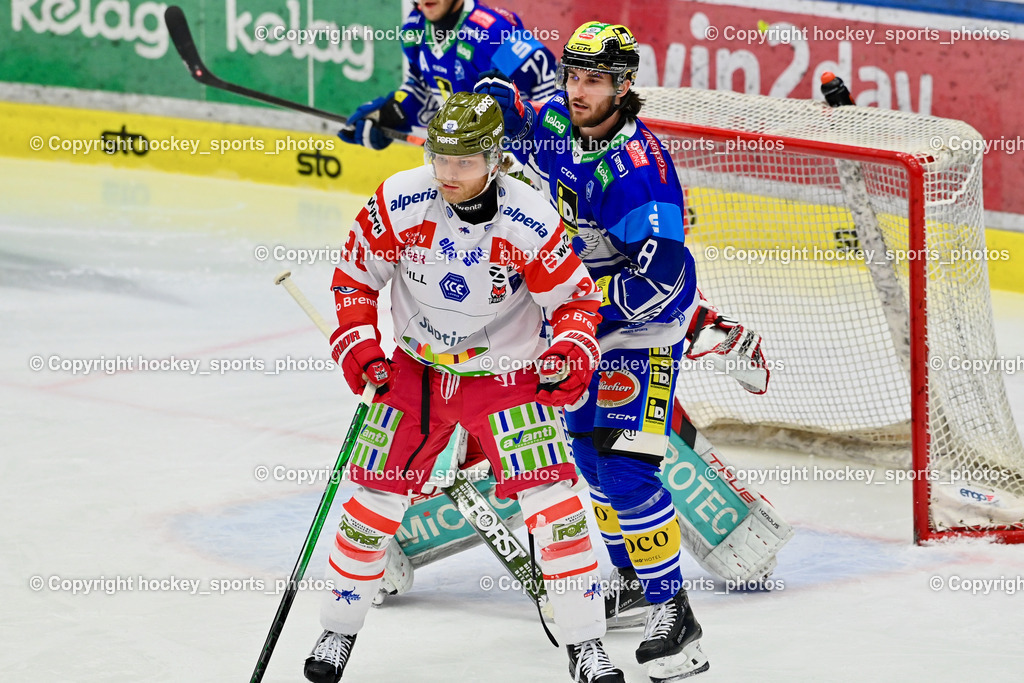 EC IDM WÄRMEPUMPEN VSV vs. HC Bozen | #98 Hults Cole Dean HC Bozen, #8 Rebernig Maximilian EC VSV, EC IDM WÄRMEPUMPEN VSV vs. HC Bozen, EC IDM WÄRMEPUMPEN VSV vs. HC Bozen am 14.03.2025 in Villach (Stadthalle Villach), Austria, (Photo by Bernd Stefan)
