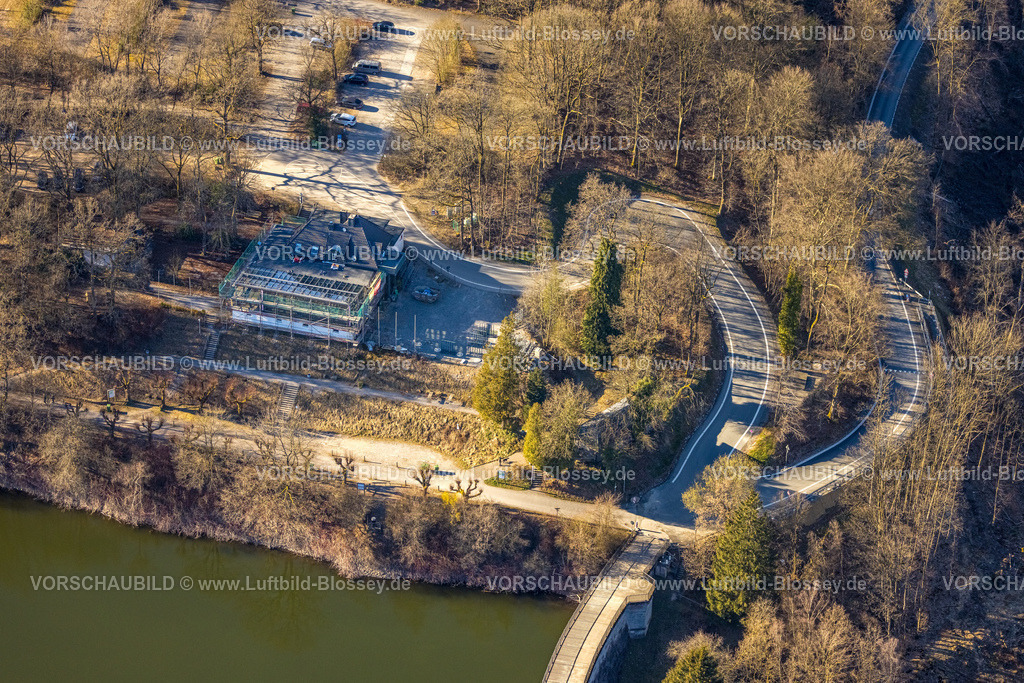 Breckerfeld250302964 | Luftbild, Haus Glörtal Restaurant, Baustelle mit Renovierung, Wintergarten Ausbau, Loh, Breckerfeld, Ruhrgebiet, Nordrhein-Westfalen, Deutschland