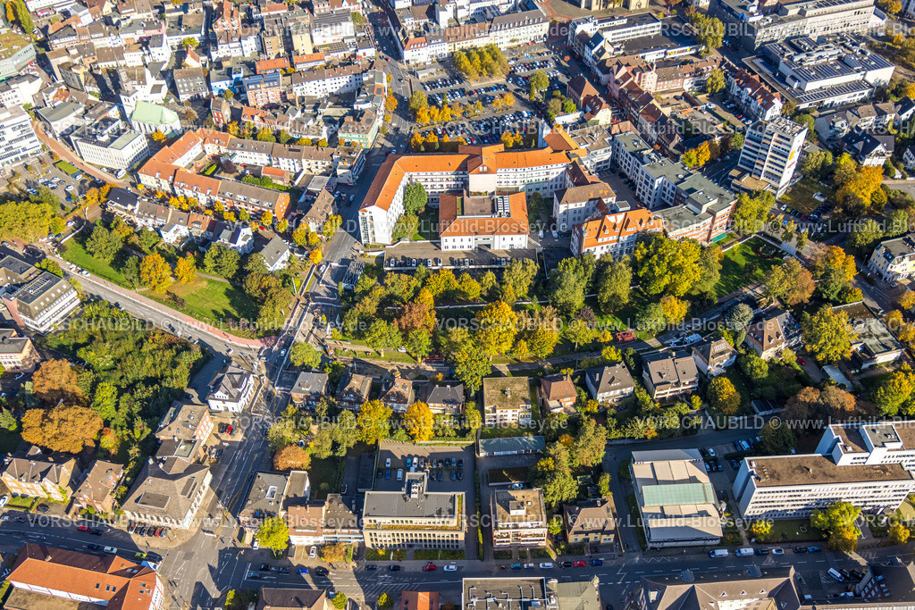 Hamm241007034 | Luftbild, St. Marien-Hospital Allgemeinkrankenhaus und Straßenbaustelle an der Südring Parkanlage, Mitte, Hamm, Ruhrgebiet, Nordrhein-Westfalen, Deutschland