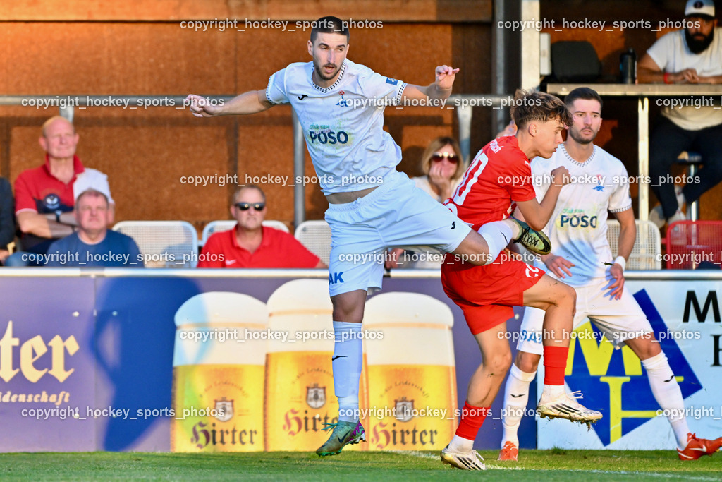 SAK vs. SC St. Veit | #23 Zan Kumer SAK, #30 Maximilian Trappitsch SC St. Veit, #7 Hrvoje Jakovljevic SAK, SAK vs. SC St. Veit, SAK vs. SC St. Veit am 19.09.2025 in Klagenfurt (Sportpark Welzenegg), Austria, (Photo by Bernd Stefan)