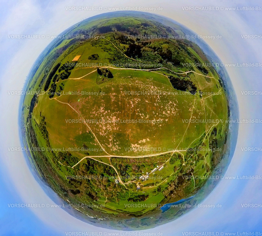 Schleiden240590147_DreibornerHochflaeche | Luftbild, Waldgebiet und Dreiborner Hochflächen Naturschutzgebiet NSG zwischen Scheuren und Dreiborn, Nationalpark Eifel, Erdkugel, Fisheye Aufnahme, Fischaugen Aufnahme, 360 Grad Aufnahme, tiny world, little planet, fisheye Bild, Dreiborn, Schleiden, Nordrhein-Westfalen, Deutschland