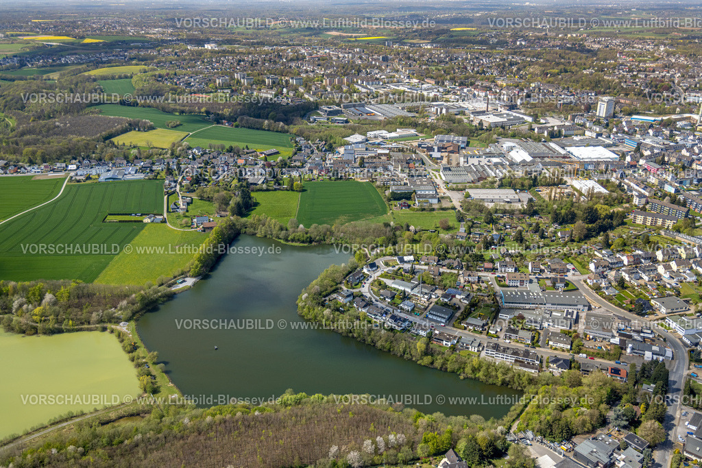 Velbert230407383 | Luftbild, Schlammteich Rheinkalk, Gewerbegebiet Mettmanner Straße und Heidestraße, Fliether Hochhaus, Velbert, Ruhrgebiet, Nordrhein-Westfalen, Deutschland