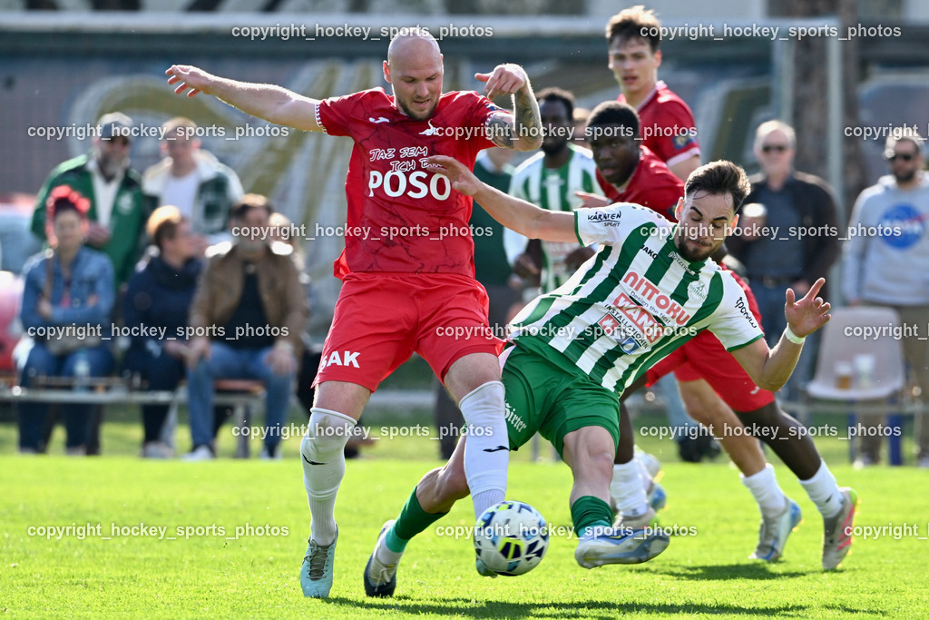 SV Donau Klagenfurt vs. SAK | #21 Zan Benedicic SAK, #70 Melvin Osmic SV Donau,  SV Donau Klagenfurt vs. SAK, SV Donau Klagenfurt vs. SAK am 11.04.2026 in Klagenfurt (Sportplat Donau ), Austria, (Photo by Bernd Stefan)
