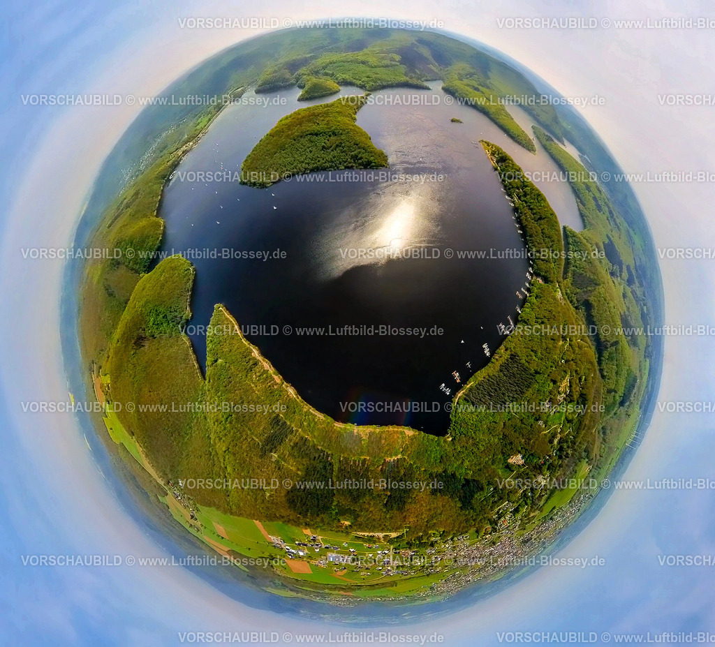 Heimbach240590130RurSee | Luftbild, Rursee mit Insel Eichert und Halbinsel Tonsberg, Rurtalsperre Schwammenauel und Rursee-Schifffahrt mit Segelbooten,  Hasenfeld, Heimbach, Nordrhein-Westfalen, Deutschland