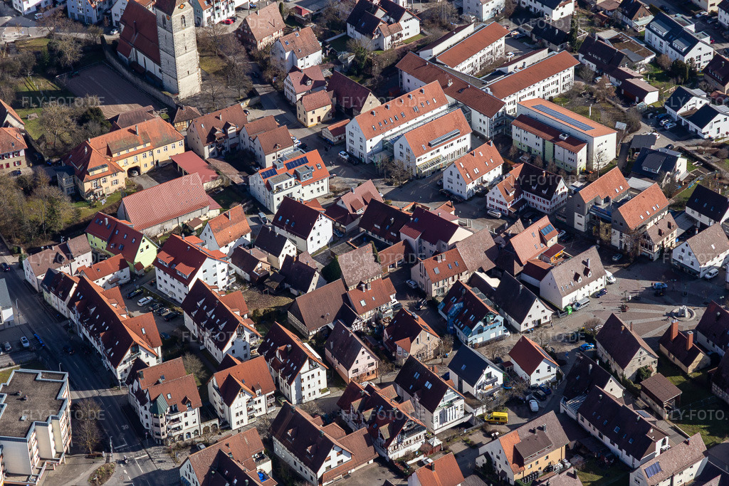Luftbild: Vorstadt in Gärtringen im Bundesland Baden-Württemberg in Deutschland. Foto: IMG_125144.jpg vom 20.02.2021 durch Werner Riehm/FLY-FOTO.de