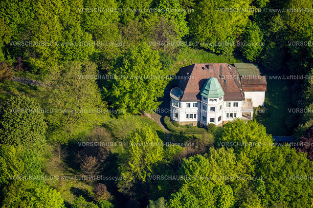 Herdecke240503024 | Luftbild, Villa Wohnhaus mit rundem Erker Vorbau im Wald, Am Hegede, Ostende, Herdecke, Ruhrgebiet, Nordrhein-Westfalen, Deutschland