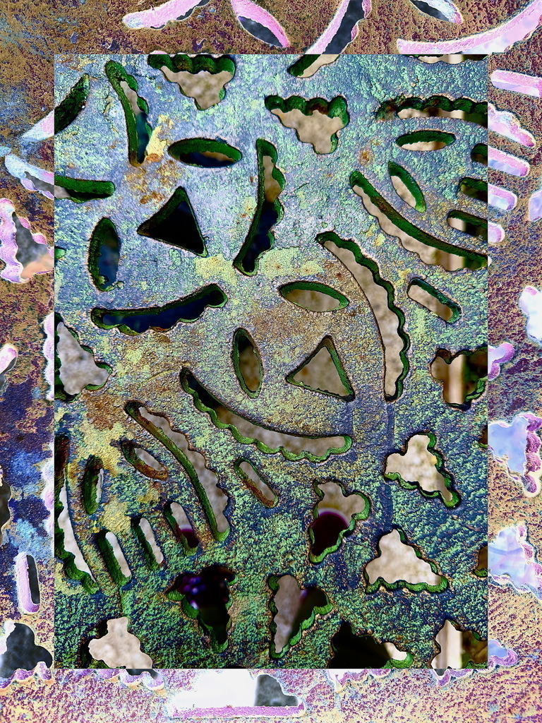 Schattenmuster | Tauchen Sie ein in die faszinierende Welt der Texturen und Farben mit dieser einzigartigen Fotografie! Die filigranen, blattähnlichen Muster auf der verwitterten Metalloberfläche entführen Sie in eine abstrakte Naturwelt, in der Rost und Patina zu lebendiger Kunst verschmelzen.Perfekt für Liebhaber von Industriestyle und Vintage-Design, bringt dieses Bild eine spannende Mischung aus rostigem Charme und kunstvoller Struktur in Ihr Zuhause oder Büro. Jede Betrachtungsweise offenbart neue Details und lässt Raum für eigene Interpretationen.Ein echtes Statement-Piece für alle, die das Besondere lieben und ihren Räumen eine individuelle Note verleihen möchten. - Realisiert mit Pictrs.com