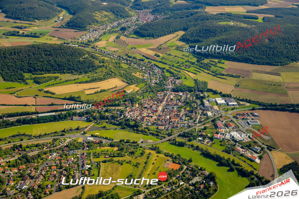 Das Luftbild zeigt :  Euerdorf - Die Luftaufnahme wurde 2024 vom UL-Flugzeug aus erstellt ( keine Drohne ) - Hochauflösende Luftaufnahme - Für grossformatige Ausdrucke geeignet. Die Geschenkidee !Mit Lizenz und Bildrechte bestellbar