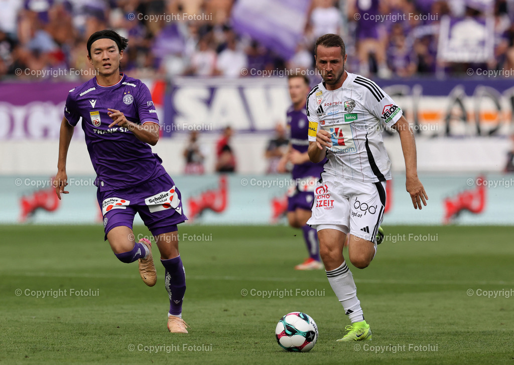 A_LUI_100825_09 | SPORT,FUSSBALL,ADMIRAL BUNDESLIGA FK AUSTRIA WIEN-RZ PELLETS WAC 10.08.2025 IM BILD: KANG HEE (AUSTRIA WIEN) UND RENE RENNER  (WAC) FOTO:FOTOLUI/MW  