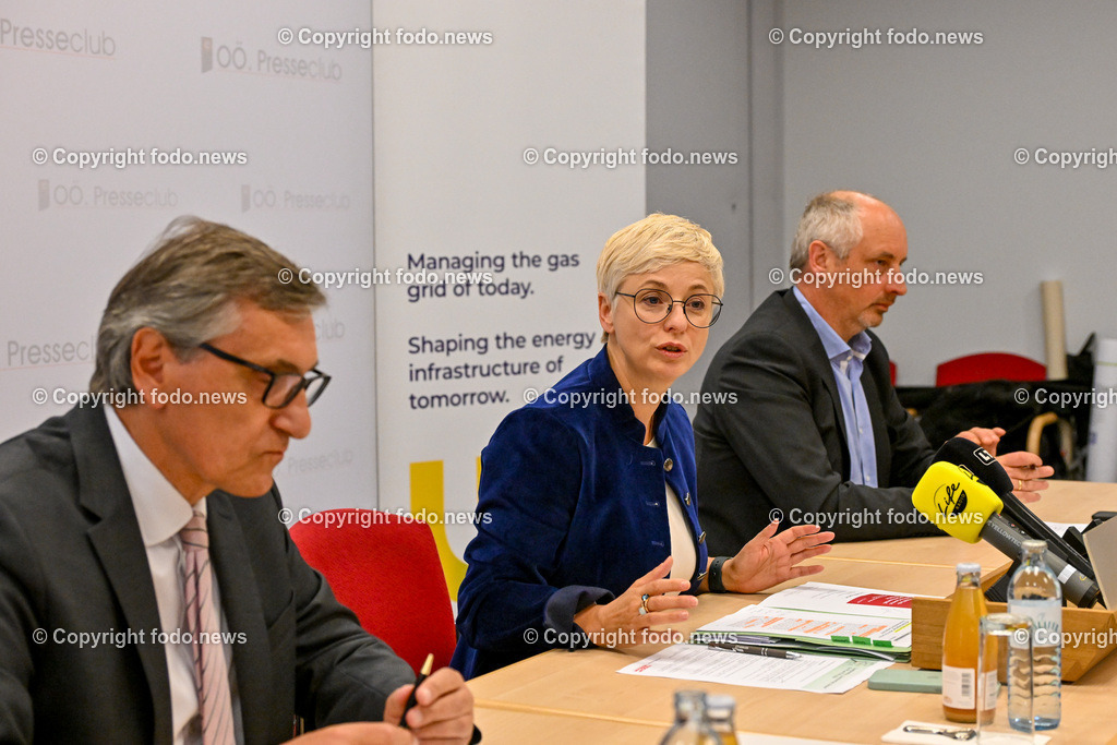 Pressekonferenz WKO Oberoesterreich_ Gasversorgung_ 03.05.2024-11 | 03.05.2024, Presseclub Linz, AUT, Pressekonferenz WKO Oberoesterreich, Ooe. Wirtschaft benoetigt sichere Gasversorgung und Wasserstoff-Perspektive, im Bild Erich Frommwald (Obmann der Sparte Industrie der Wirtschaftskammer Ooe), Doris Hummer (Praesidentin der Wirtschaftskammer Ooe), Bernhard Painz (Vorstand der AGGM Austrian Gas Grid Management AG)