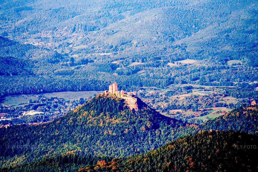 Luftbild: Burg Trifels von Südwesten im Ortsteil Bindersbach in Annweiler im Bundesland Rheinland-Pfalz in Deutschland. Foto: IMG_13667_1.jpg vom 28.09.2008 durch Werner Riehm/FLY-FOTO.de