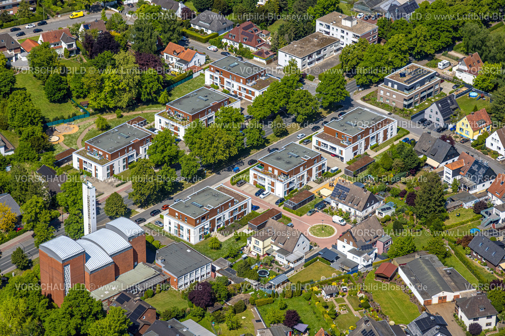 Hamm250500398Lippestrasse | Luftbild, Neubaugebiet Lippestraße, Dachbegrünung, Hamm , Ruhrgebiet, Nordrhein-Westfalen, Deutschland