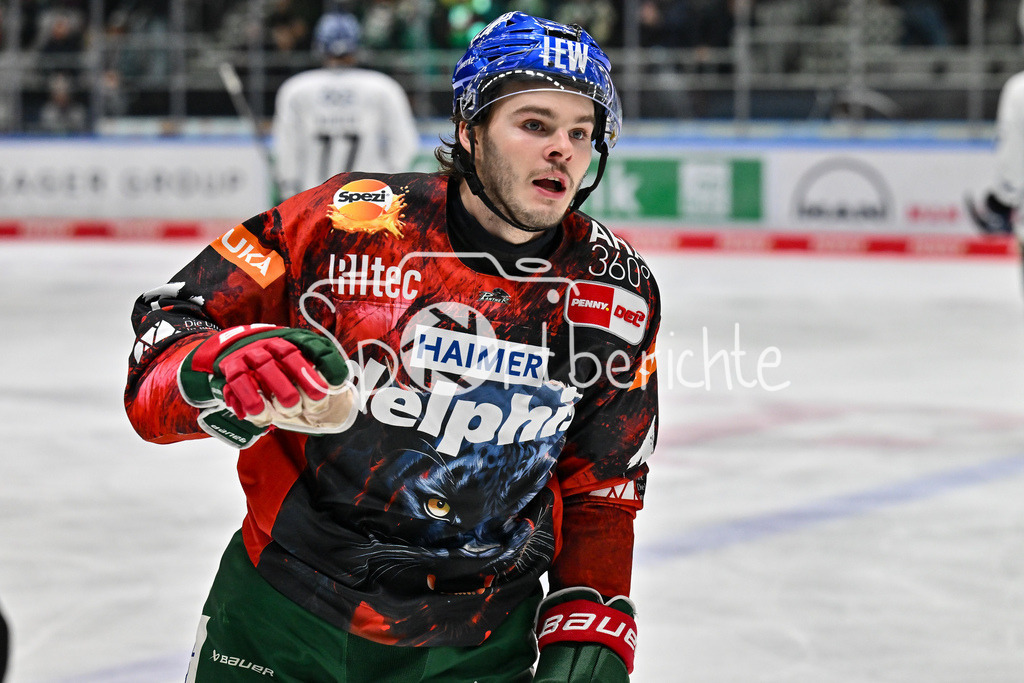 Augsburger Panther - Straubing Tigers | Jubel der Panther nach dem Treffer zum 3-1 durch D. J. BUSDEKER (Augsburger Panther #14) / Freude / Happy / Tor / torschuetze / DEL: Augsburger Panther - Straubing Tigers, Curt Frenzel Stadion am 29.11.2024