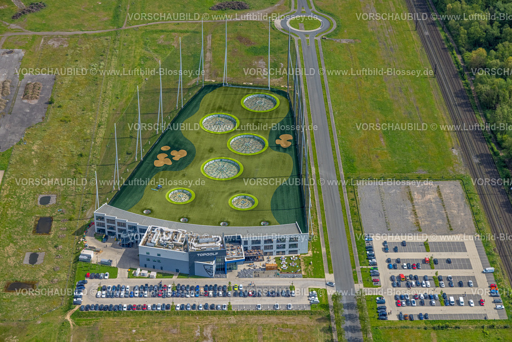 Oberhausen240401581 | Luftbild, Topgolf Oberhausen Anlage, große Unterhaltunggolfanlage mit modern ausgestatteter Driving Range am Westfield Centro Einkaufszentrum, Parkplätze, Borbeck, Oberhausen, Ruhrgebiet, Nordrhein-Westfalen, Deutschland
