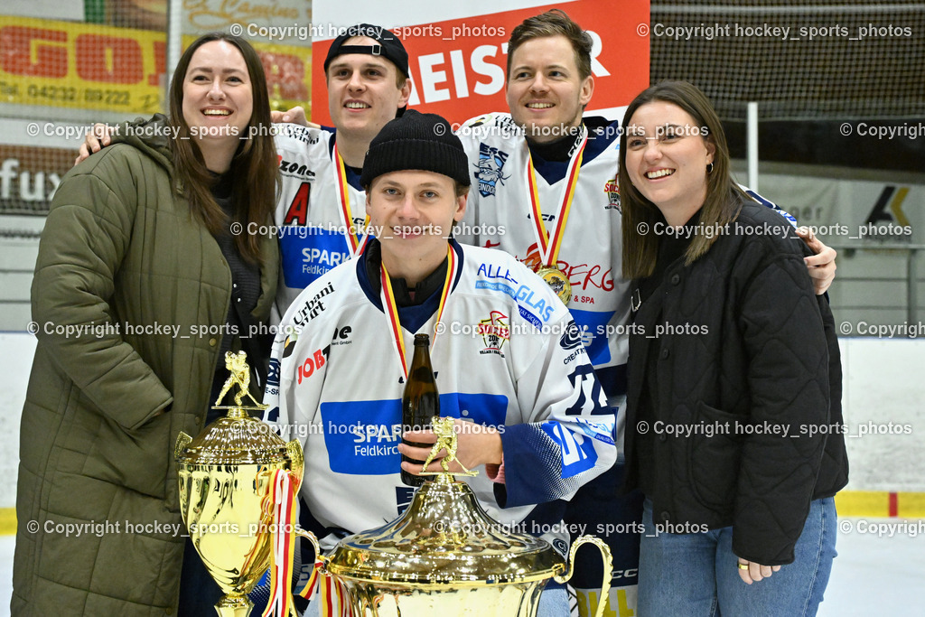 ESC Sparkasse Steindorf Meister 2025/26 | Julia Puntigam soziale Medien ESC Steindorf, #72 Hobitsch Samuel ESC Steindorf, #46 Maurer Julian ESC Steindorf, #92 Ratz Patrick ESC Steindorf, ESC Sparkasse Steindorf Meister 2025/26, ESC Sparkasse Steindorf Meister 2025/26 am 08.03.2026 in Althofen (Stadthalle Althofen), Austria, (Photo by Bernd Stefan)