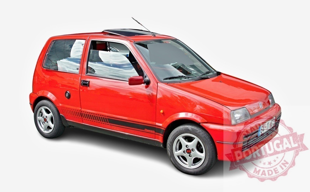 Red Fiat Cinquecento Sporting hatchback vintage car | Red Fiat Cinquecento Sporting hatchback isolated on white background - Realized with Pictrs.com