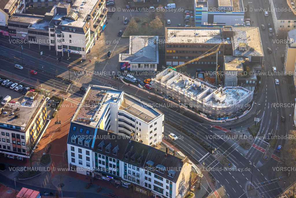 Hamm250200723Mitte | Luftbild, Baustelle Neubau Appartement-Gebäude studentisches Wohnen an der Straßenkreuzung Neue Bahnhofstraße Ecke Friedrichstraße neben dem Gesundheitsamt, Mitte, Hamm, Ruhrgebiet, Nordrhein-Westfalen, Deutschland