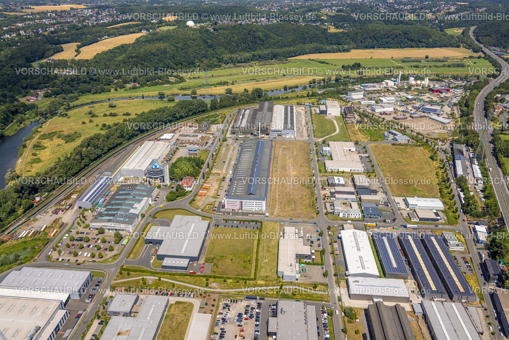 Hattingen230708308 | Luftbild, Gewerbepark und Landschaftspark Henrichshütte, Hattingen, Ruhrgebiet, Nordrhein-Westfalen, Deutschland